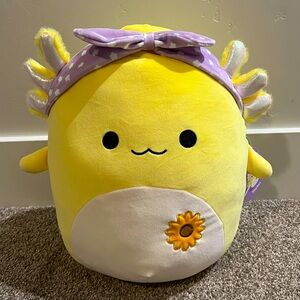 🌻 Treyton Yellow Sunflower Axolotl With Headband Original Squishmallows 12” BNWT